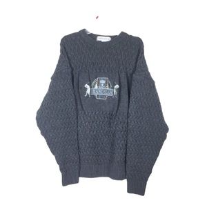 Vintage grand slam novelty golf gray heavy knit cotton sweater size xl